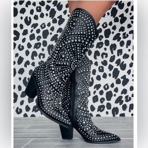 Black Studded Women's Ankle Boots